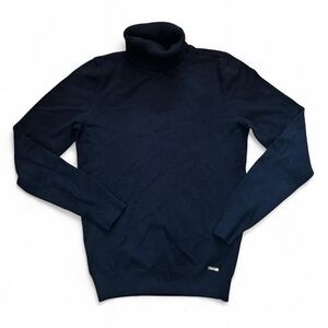 Calvin Klein elegant black turtleneck knit sweater sweatshirt